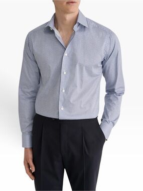 Eton Contemporary Fit Micro Print Dress Shirt Medium Purple Size 44 / 17.5 /XL